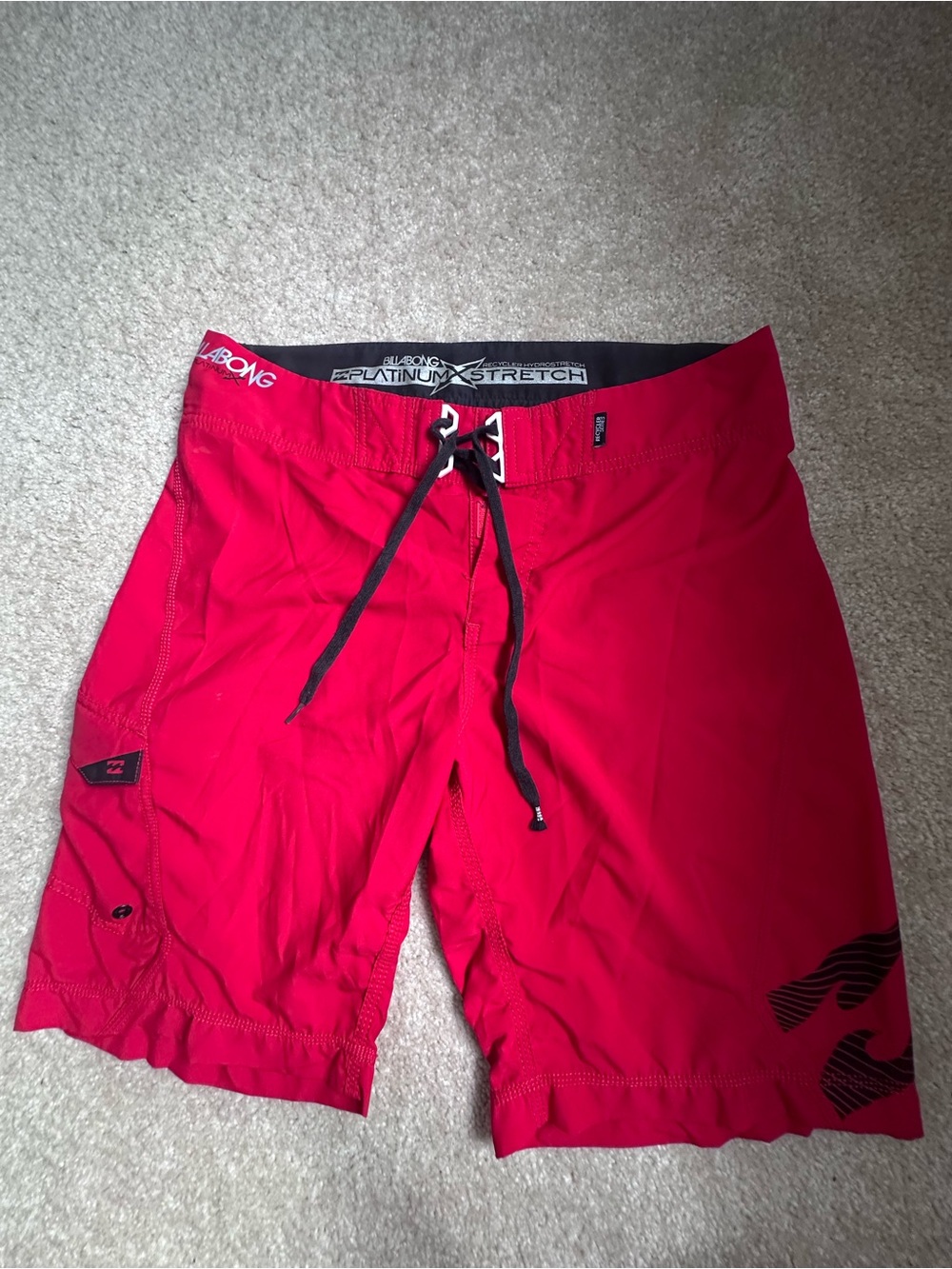 Billabong Men’s Red Swim Boardshorts with Black Drawcord